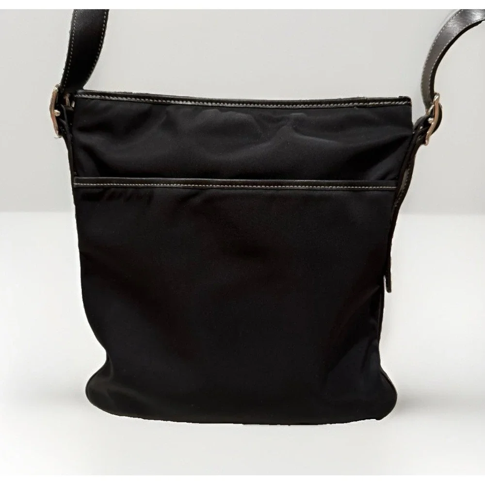 Vintage Coach 4451 Nylon Black Crossbody Bag Elegant Leather Strap Work Travel